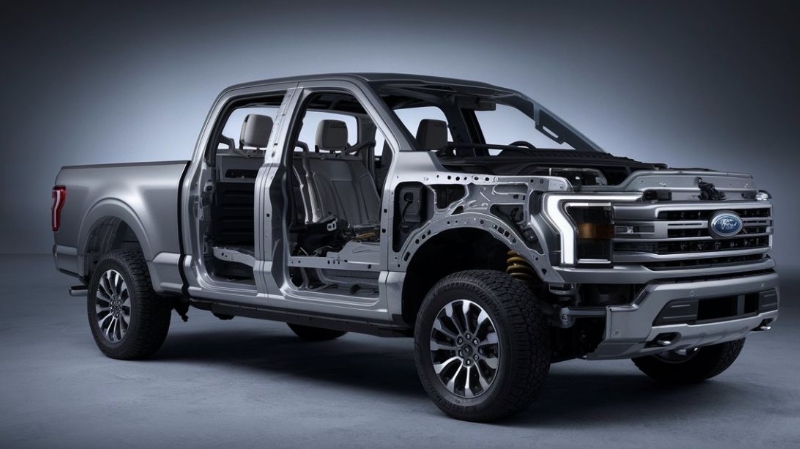 Aluminum Body Repair f150 showing frame