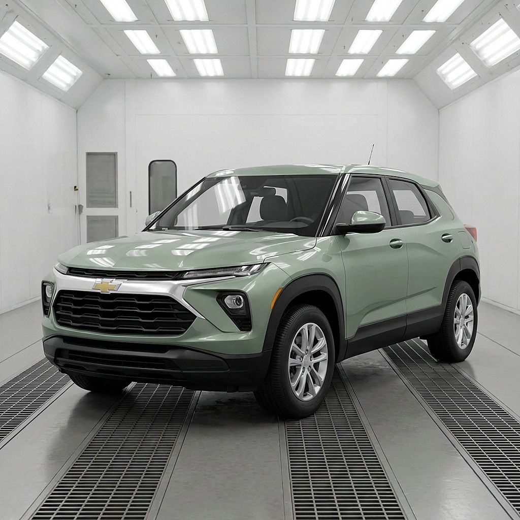 Highland Park Auto Body Shop chevy suv in paintbooth