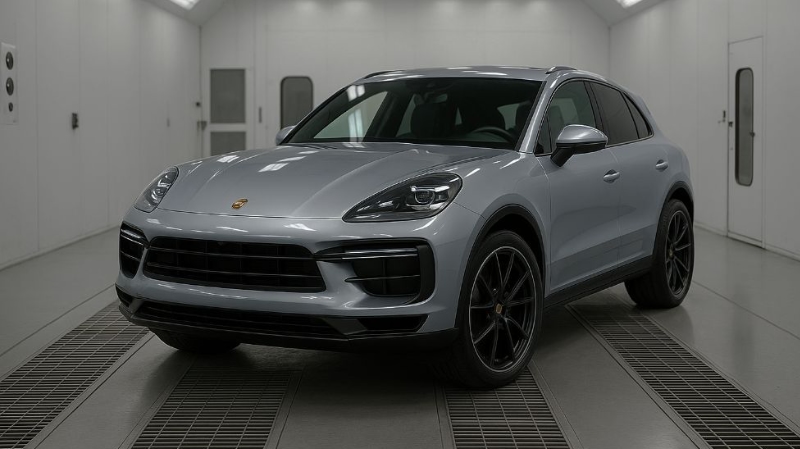 Auto Body Repair porsche in paintbooth