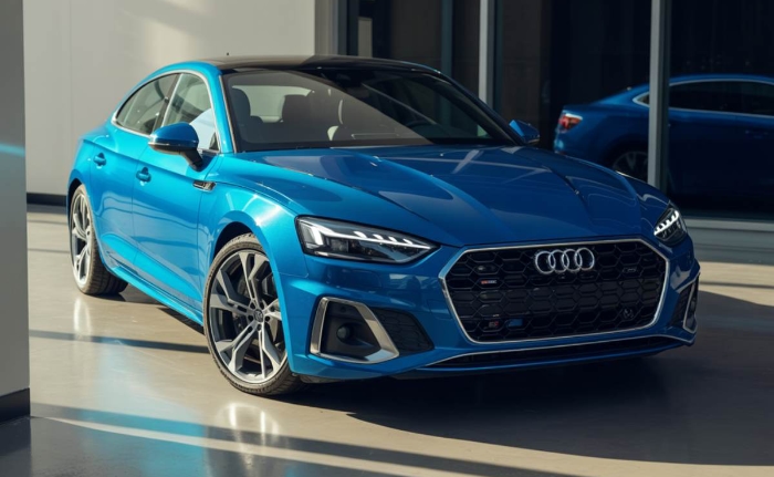 Audi Certified Auto Body Shop blue audi parked Audi Certified Auto Body Shop blue audi parked