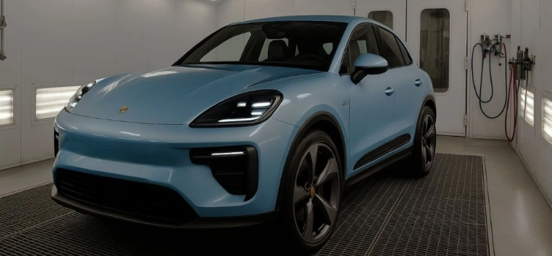 Porsche Certified Auto Body Shop suv getting painted Porsche Certified Auto Body Shop suv getting painted