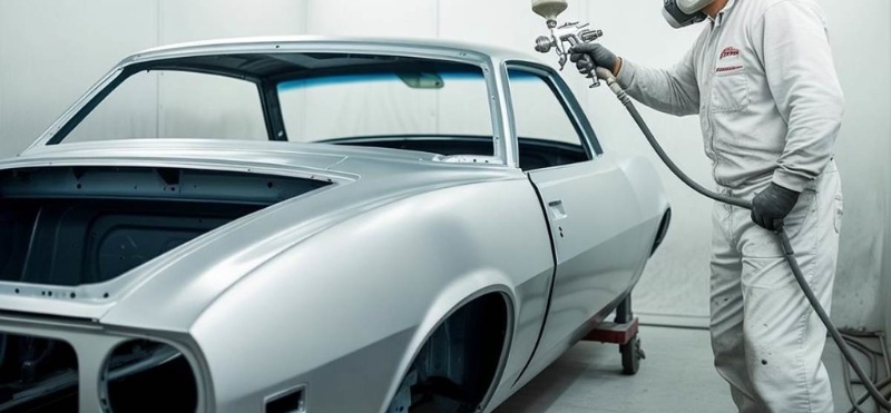 Paint Repair painter in booth