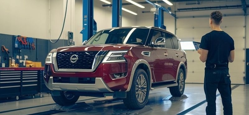 Certified Collision Repair nissan in repair shop