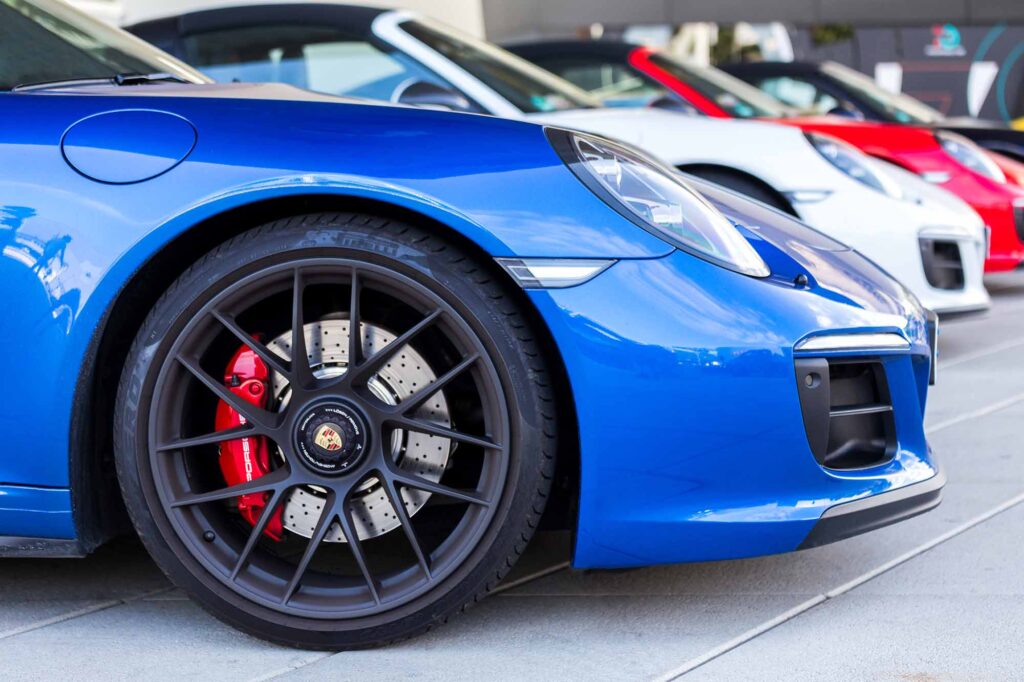 Porsche certified collision repair center - Blue Porsche Front End