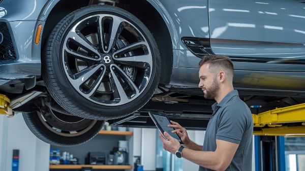 Auto body tech working on a Bentley Certified Collision Repair Auto-body-tech-working-on-a-Bentley-Certified-Collision-Repair