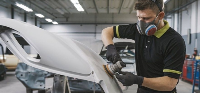 Hail Damage Repair bumper sanding